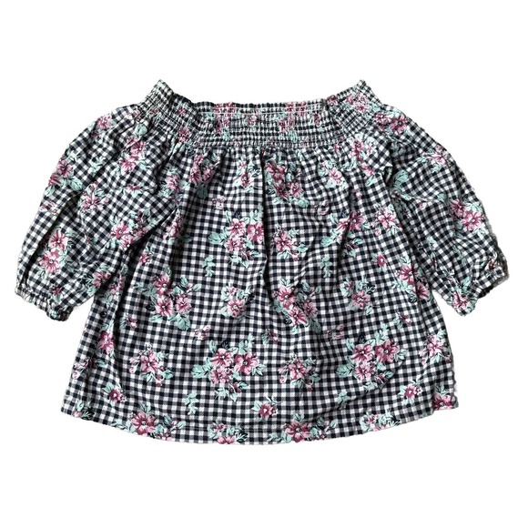 No Comment Blouse Women’s Small Multicolor Floral Off the Shoulder ¾ Sleeve Boho - Picture 1 of 10